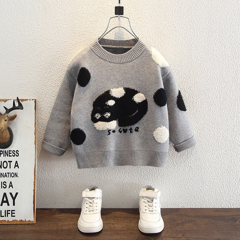 Boys' Cartoon Autumn Winter Long Sleeve Round Neck Knit Sweater