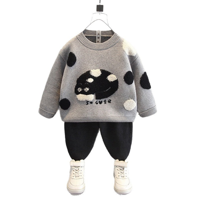 Boys' Cartoon Autumn Winter Long Sleeve Round Neck Knit Sweater