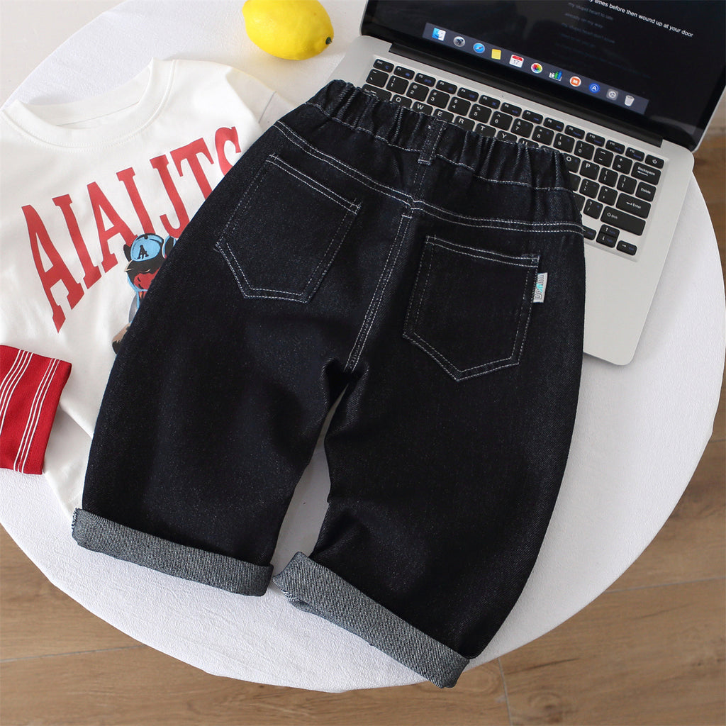 Boys Casual Denim Pants Simple Long Trousers