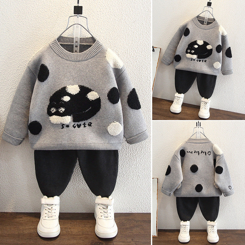Boys' Cartoon Autumn Winter Long Sleeve Round Neck Knit Sweater